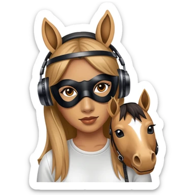 A girl in a horse mask dj’ing sticker