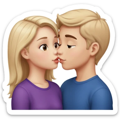 French kiss fair boy and girl sticker