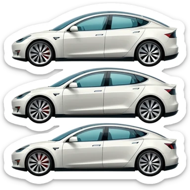 group of four Tesla cars emoji style sticker
