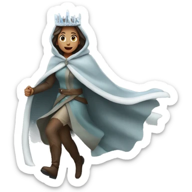 a woman running wearing Icicle Crown and Winter Cloak sticker