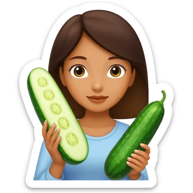 Chica sosteniendo un pepino sticker