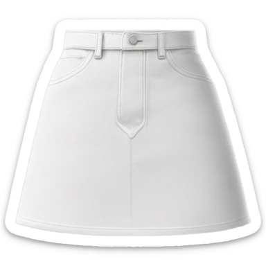 Realistic A-line high waisted white denim mini skirt, isolated sticker