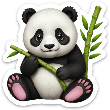 A lovely panda eating bamboo sticker
