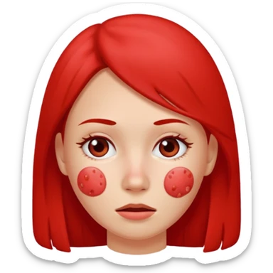 woman with red acne face sticker