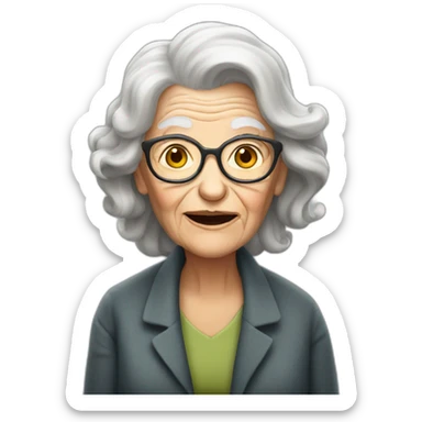 Crazy old lady with long red hair  sticker