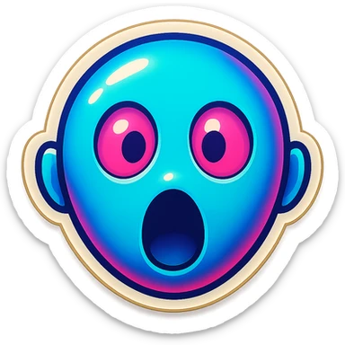 Create a surprised blue emoji face, maintaining the emoji style and blue color. sticker