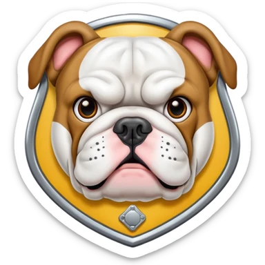 bulldog with a security badge sticker