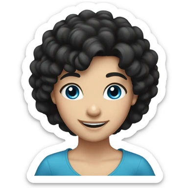smiling girl with black hair blue eyes  sticker