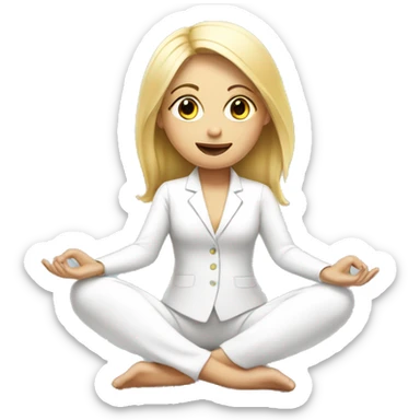 Blonde girl doing yoga in white suit  sticker