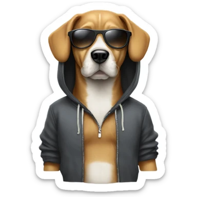 Dog wearing sunglasses and hoodie sticker