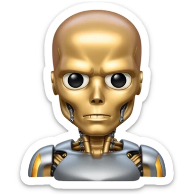 terminator with no hair gold silver bronze  sticker