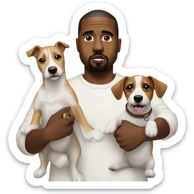 kanye with a jack russel dog sticker