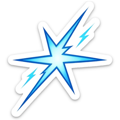 A glowing blue Smite 2 lightning bolt inside a crosshair. sticker