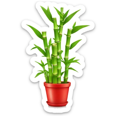 lucky bamboo in red pot sticker
