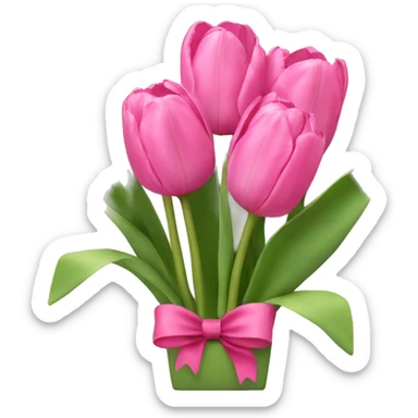 Pink tulips with a bow sticker