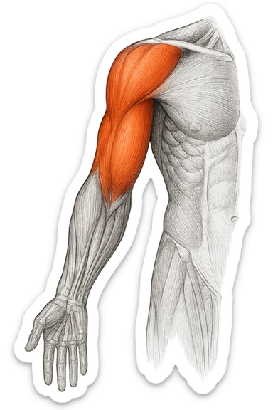 tricipite visto anatomicamente , illumina solo il tricipite, il resto fallo in bianco e nero sticker