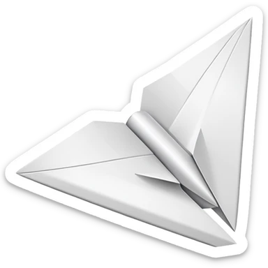 white paper airplane flying sticker
