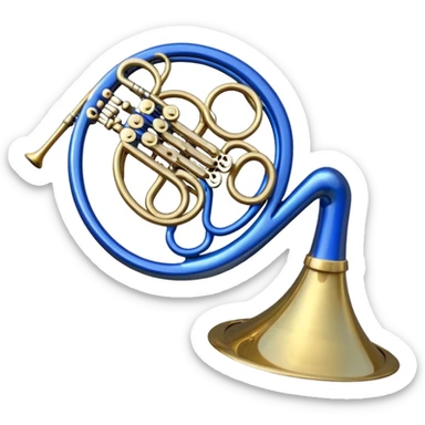Blue french horn sticker
