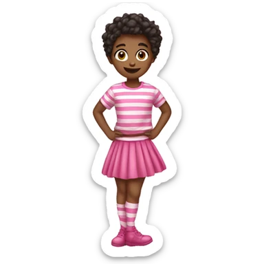 a feminine boy in pink striped thigh highs and a skirt sticker