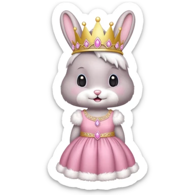 Bunny emoji + tiara + pink dress + happy sticker