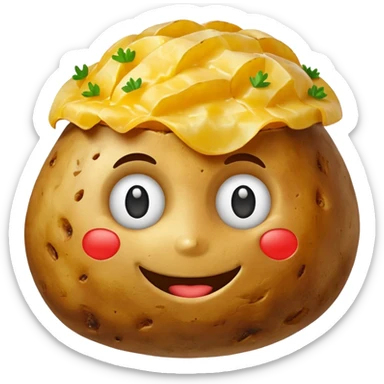 Happy baked potato smiling sticker