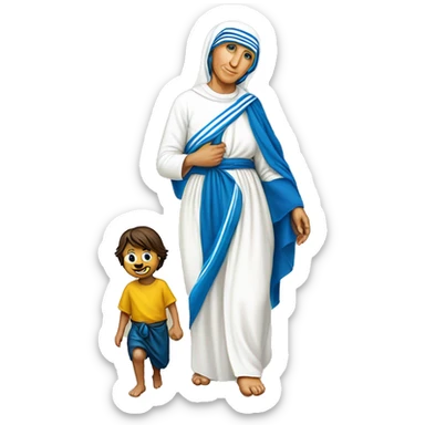Mother Teresa and Virgin Mary are with us
Barefoot, as if on a blade, walked on the ground sticker