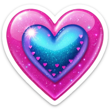 glitter heart with neon pink sparkles sticker