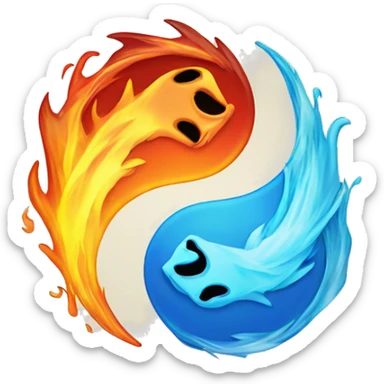 Fire and Water yin yang  sticker