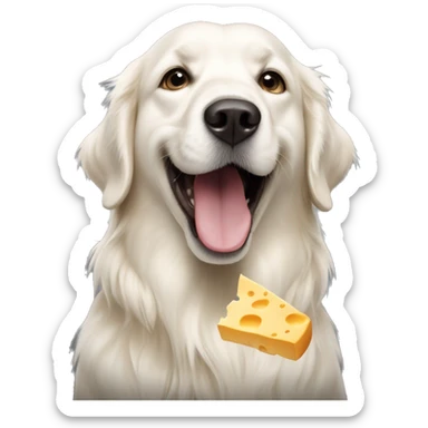 White golden retriever eatinfg cheese  sticker