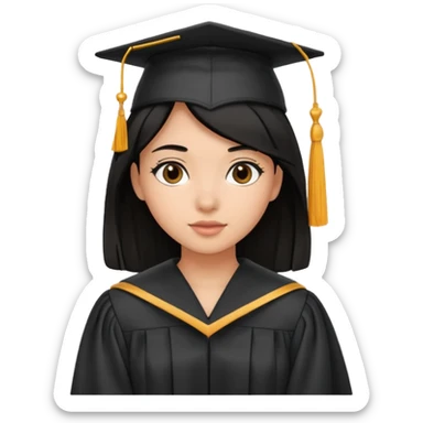 Black hair girl graduated sticker