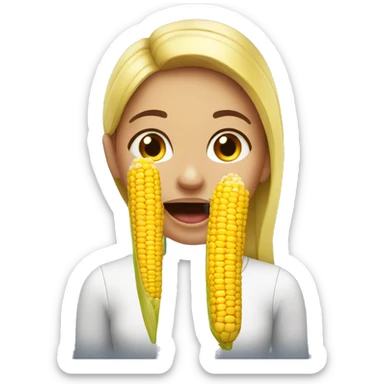 girl with corn in mouth sticker