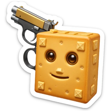 Cheez it with a gun to its head sticker