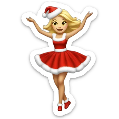 dansing blonde woman in christmas dress full body sticker