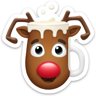 Rudolph drinking egg nog sticker