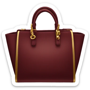 Dark red handbag with gold sticker