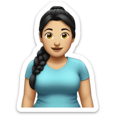 a-fat-woman-with-black-hair,-with-a-ponytail,-happy,-black yes sticker