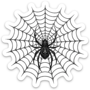 gothic spider web, black and silver, elegant and detailed, no background sticker