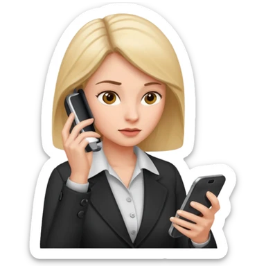 same woman but leaving documents and using the phone sticker