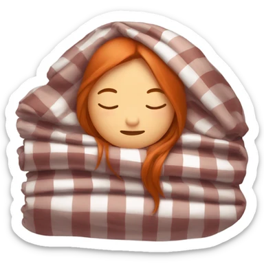 Sleeping redhead with straight long hair with a blanket over her sticker