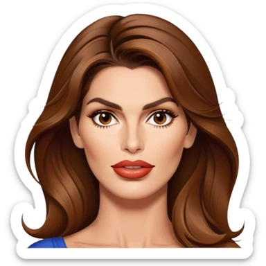 Cindy Crawford supermodel with beauty mark above her lip, brown hair sticker