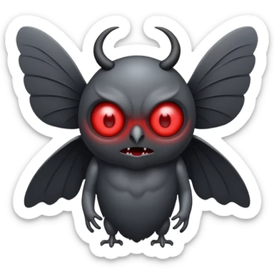 Create a scary emoji of the mothman with bright red eyes sticker