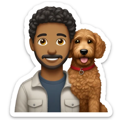 Lightskin man with a red goldendoodle sticker