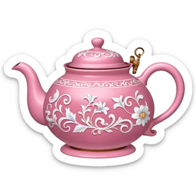 Pink steaming and boiling  tea pot with smoke sticker