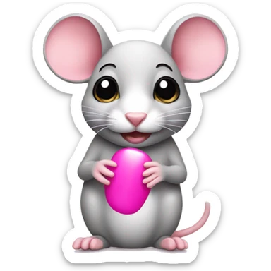 mouse with pink nails  sticker
