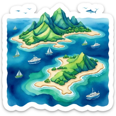 modern sea map with islands sticker