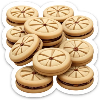 Cinematic Realistic Ma'amoul Dessert Emoji, featuring delicate shortbread cookies filled with dates or nuts rendered with intricate detail and warm, inviting lighting. sticker