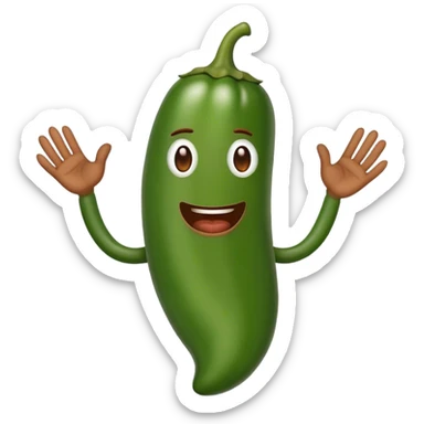Jalapeño showing hands with no nails sticker