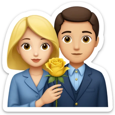 Mimi and niko holding yellow rose sticker