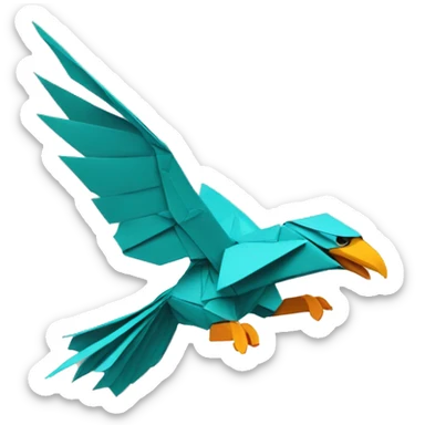 Saffron flying eagle in an origami  sticker