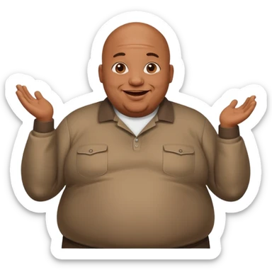 Fat black bald guy shrugging sticker